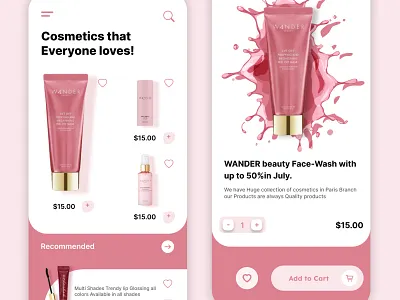 Cosmetics App Design-UIDesignz app branding dashboard design graphic design illustration logo mobile app design ui ux