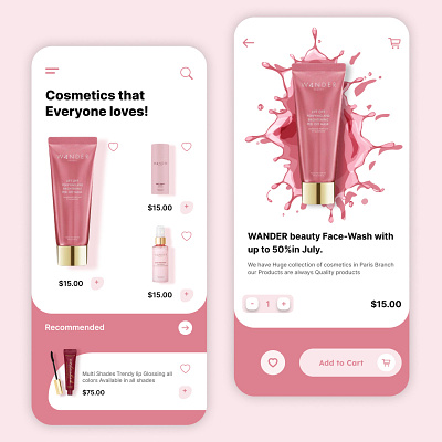 Cosmetics App Design-UIDesignz app branding dashboard design graphic design illustration logo mobile app design ui ux