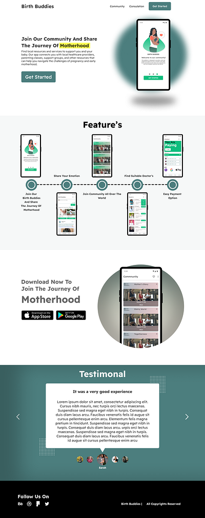 Website Presentation, Motherhood Social Media design media motherhood social ui ux