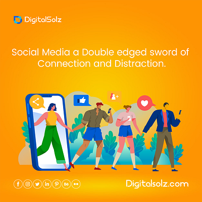 Social media a double-edged sword of connection and distraction branding business business growth design digital marketing digital solz illustration marketing social media marketing ui