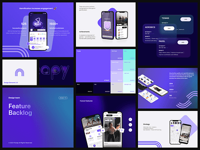 Fitness Application Branding animation app application branding cards colors design design system elements illustration mockup purple theme ui uiux visual