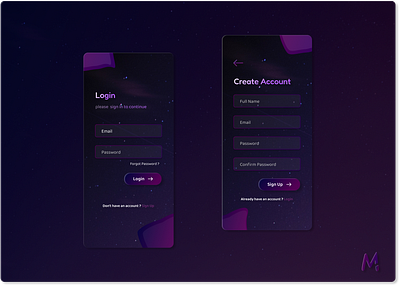 Login to Space app design galaxy login mobiledesign signup space ui