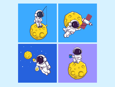 Cute astronaut illustration cosmonaut