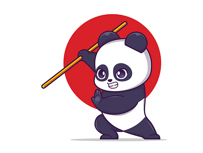 Cute panda shaolin kungfu bear