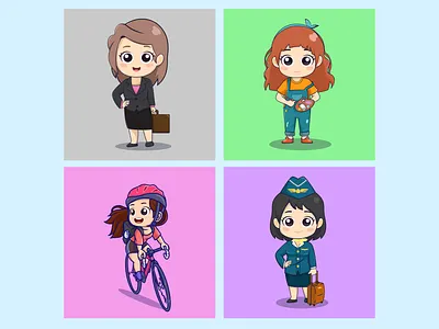 Cute woman activities illustration flat