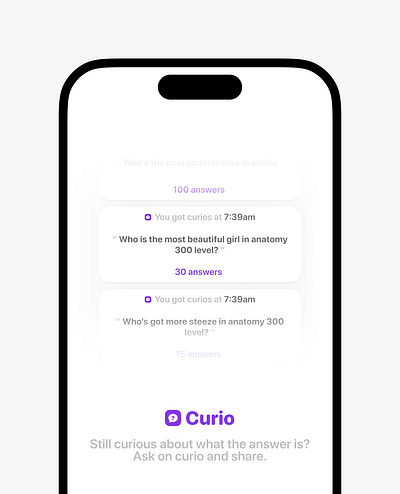 Cruio - An app that helps you clear your curiosity. app chrome design fun genz inspiration mobile app shots ui
