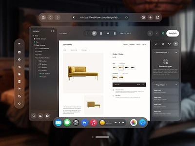 Webflow for Vision OS - Spatial UI Design app application components creator design desktop layers modern navigation productdesign spatial ui ui design ux vibrant visionos visionpro web webflow website