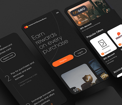 Mastercard Business-Bonus bank black fintech loyalty main minimalist mobile ui