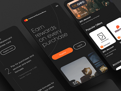 Mastercard Business-Bonus bank black fintech loyalty main minimalist mobile ui