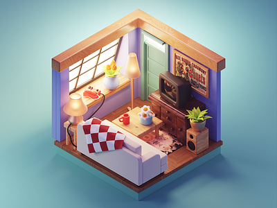 Friends Apartment 3d apartment blender diorama friends illustration interior isometric living room render room