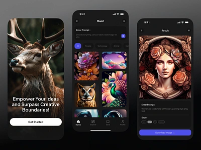 AI Image Generator App ai ai generator ai models animation art generate generate ui illustration image image generator imagegenerator mobile mobileapp ui uidesign