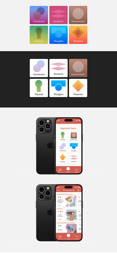ICONS - Mental Health Regulation (Mind Ease App) branding graphic design icon set icons illustration mental health app symbols