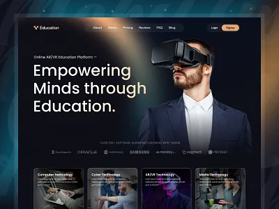 Tech Education — Website Design ⚡ apple vision ar clean landing page clean ui ux design clean website dark design dark web design design education website logo modern web design modern website tech website technology website ui uidesign ux vr web design website