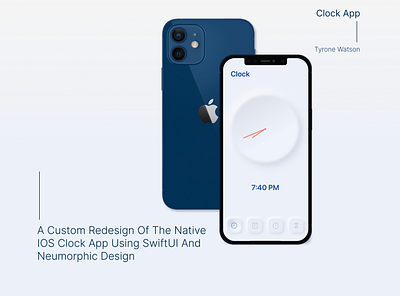 iOS Clock App Redesign (Neumorphic) app design front end dev graphic design ios dev neumorphic swiftui ui ux