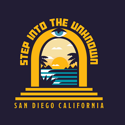 Into the Unknown beach branding design designer graphic design icon illustration logo outdoors sun surfing vector