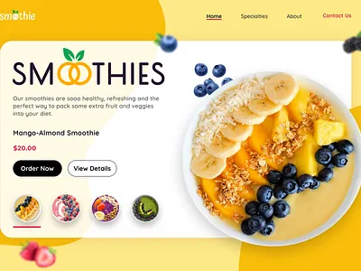 Smoothie Carousal (Web Design) app branding design figma illustration logo smart animate typography ui ux vector visual design