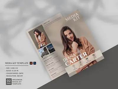 INFLUENCER MEDIA KIT TEMPLATE branding design epk fashion illustration kit media press presskit