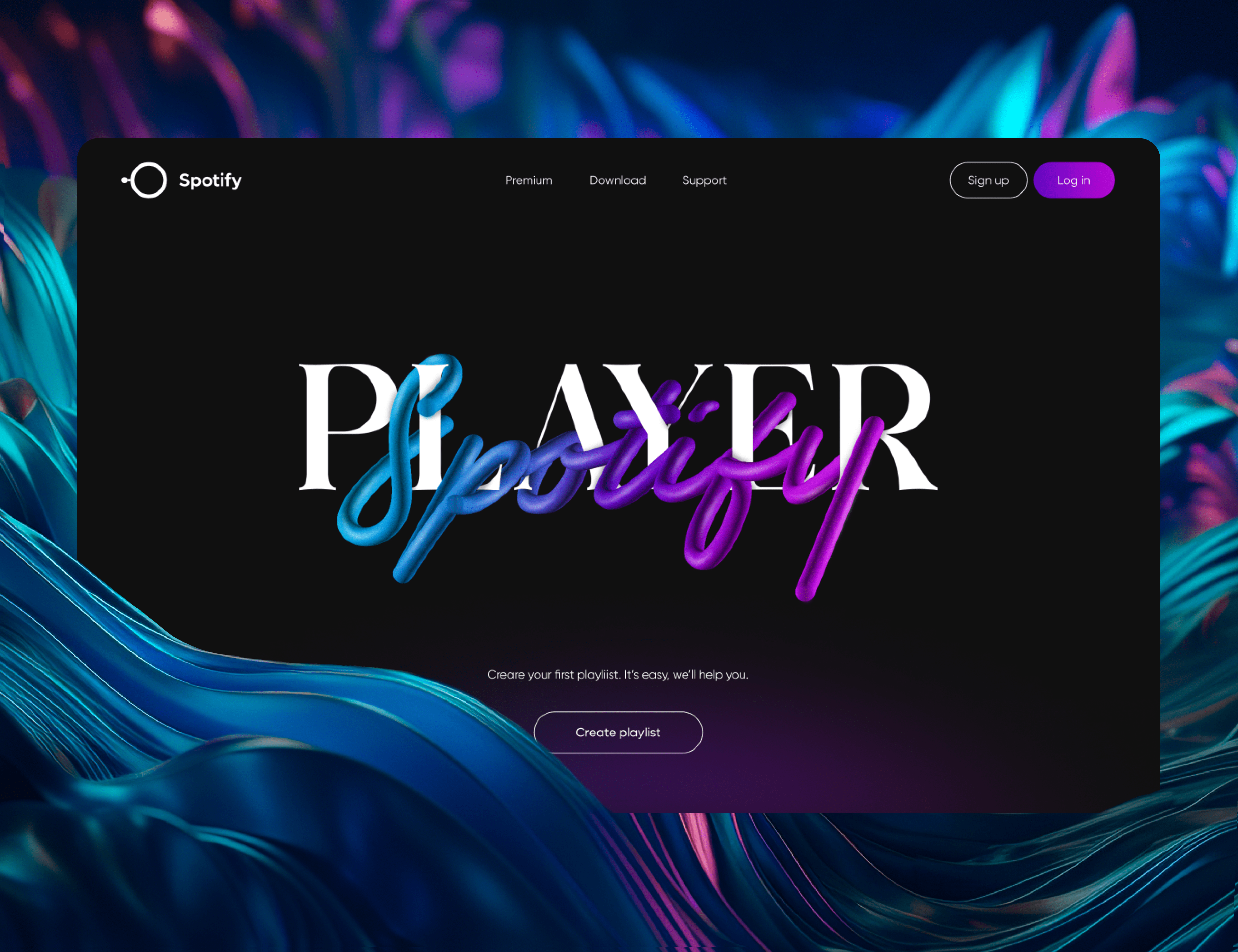Spotify web player design concept 3d app design graphic design illustration mobiledesign music spotify typography ui ux uxuidesign vector web webdesign