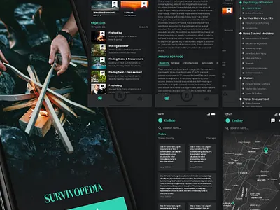 Survivopedia- App Design app dark mode design guide mobile survival ui