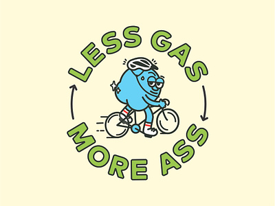 Haulin' Buns ass biking buns butt cheeks cyclist design graphic design helmet illustration illustrator less gas typography vector