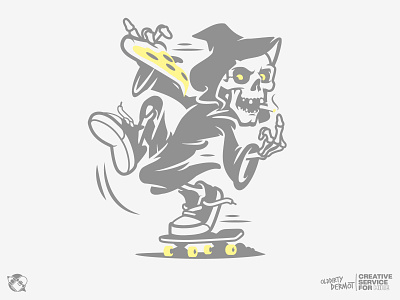 Pizza Reaper! character design graphics illustration pizza reaper skateboarding skull t shirt design vector vector design