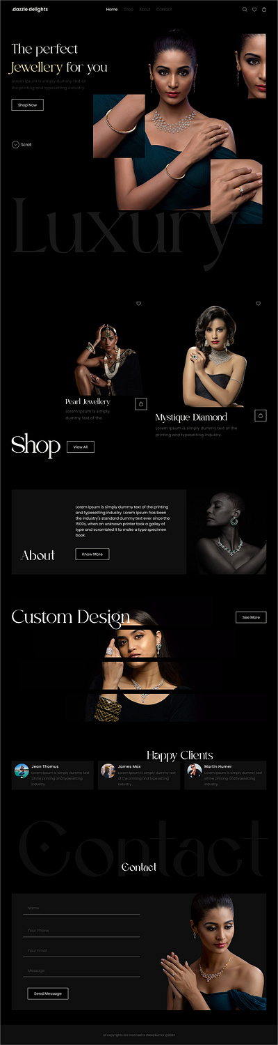 Luxury Jewellery Website app branding design illustration logo typography ui ux vector