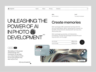 AI Image Generator Website ai ai model ai powered artificial intelligence content content creator data science graphic design image generator interface landing page minimal modern design photo prompt ui ux web webdesign website
