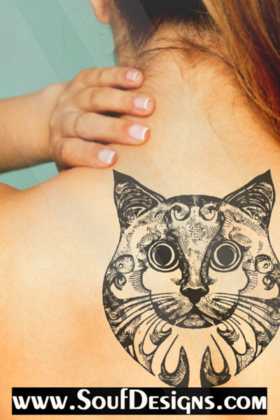 Cat Face Line Art Tattoo HQ Design tattoo