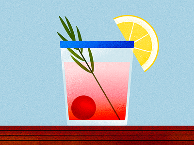 Cherry Lemonade beverage cherry drink glass illustration lemon lemonade pink rosemary summer vector