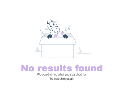 No result app design box cow cow illustration empty page empty slide illustration illustration design illustration for app no find no result no results found nothing page ui design