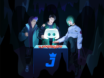 Jackpot XYZ - Discord Channel Promo art banner blockchain branding characters community crowd crypto discord game gaming graphic design illustration jacpot nft people promo stand ticket web3