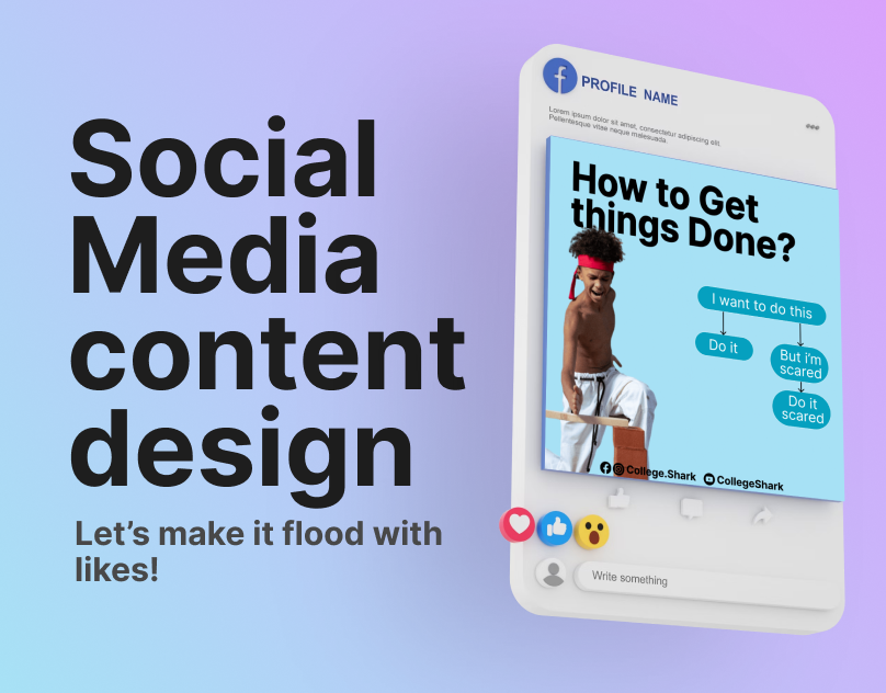 SM Content Creation For College Shark branding design facebook graphic design illustration instagram meta reels social media social media design social media post typography