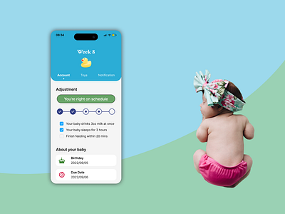 Daily UI 007 - Settings app baby checklist dailyui dailyui007 day7 feedback figma illustration ios option parenting practice productdesign schedule settings ui ux uxdesigner