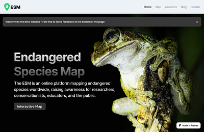 ESM - Endangered Species Map design graphic design illustration ui ux web design website website design