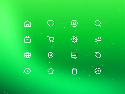 Baqqal icon set bag icon brand branding design heart icon home icon icon icon set icons illustration shopping icon star icon trash icon ui vector