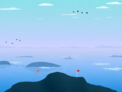 Island golf 2d art game golf illustration indie island