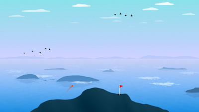 Island golf 2d art game golf illustration indie island