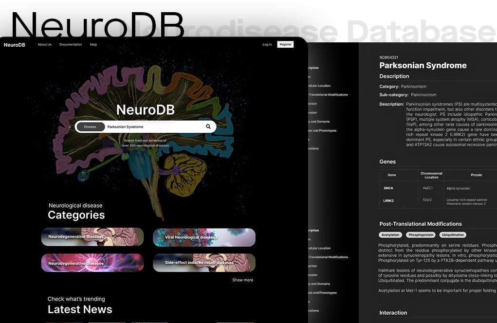 Neurological Database UI/UX design figma product design ui