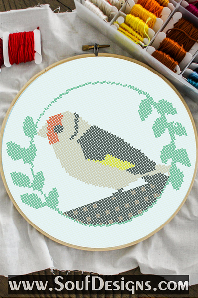 European Goldfinch | Chardonneret Embroidery Cross Stitch Patter embroidery