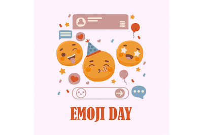 Emoji Day with Emoticons Illustration day emoji eyes face happy heart illustration love sad smile sticker vector