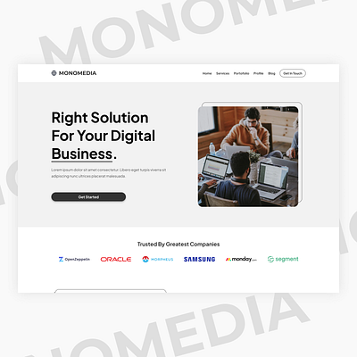 Monomedia Landing Page Design branding design graphic design landing page ui uiux web ui website design