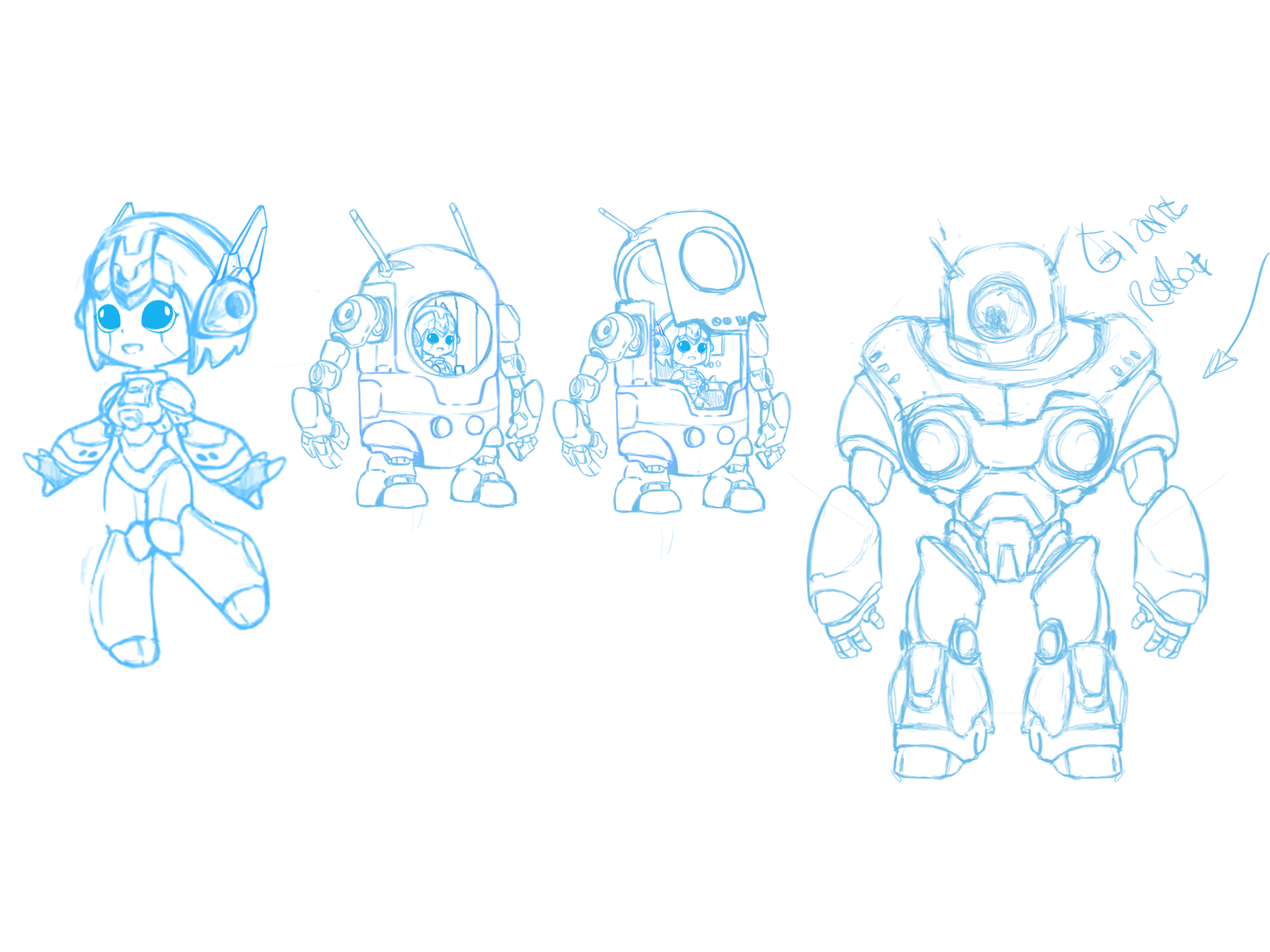 cute mecha concept illustration digital