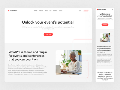 ShowThemes website design community conference design e commerce event landing page mobile site theme ui web web page website wordpress