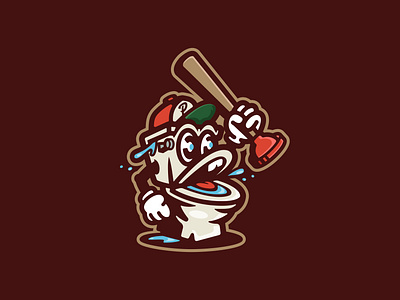 Plungers Baseball baseball branding graphic design illustrator mascot plunger toilet