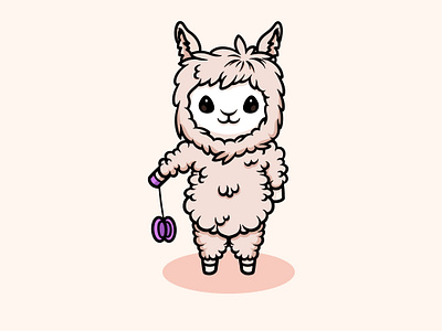 Cute Alpaca Playing Yoyo Illustration animal play branding graphic design ui