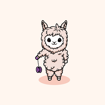 Cute Alpaca Playing Yoyo Illustration animal play branding graphic design ui