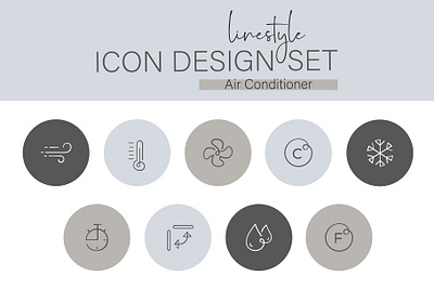 Linestyle Icon Design Set Air Conditioner flow