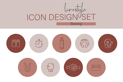 Linestyle Icon Design Set Boxing training