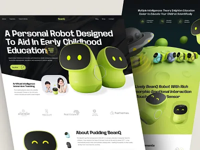 BeanQ - AI Robot Assistance Landing Page Website UI ai ai home assistance artificial intelligence assistance creative design education landing page learning ai minimal product product design robot robotics technology ui uidesign ux web web design