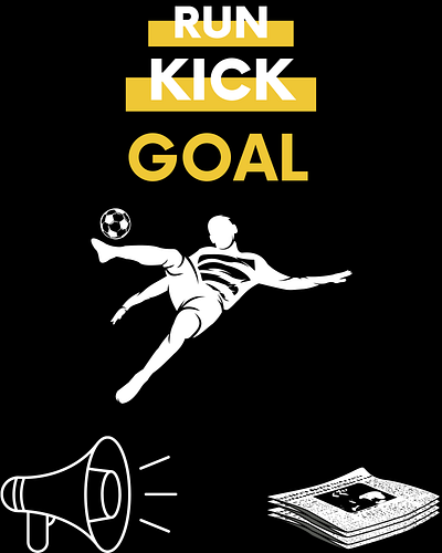 Run kick goal graphic design logo